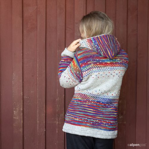 Wolljacke Maxima Regenbogen Hellgrau Rückseite